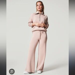 SPANX AirEssentials half zip top (SZ MED) and matching Wide leg pant (SZ SMALL)